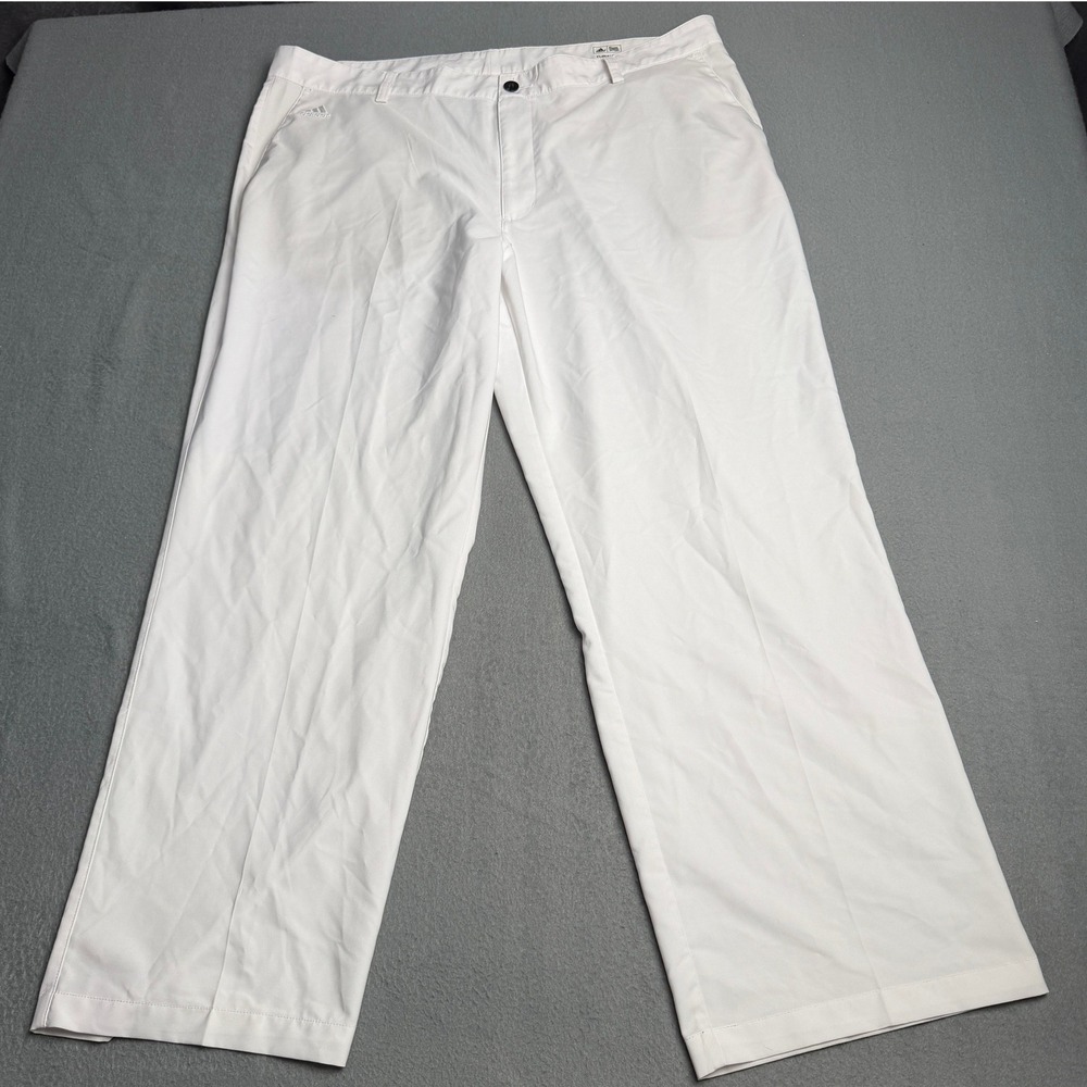 Adidas Mens Climalite Golf Pants White Flat Front Performance Trousers‎ 42x30